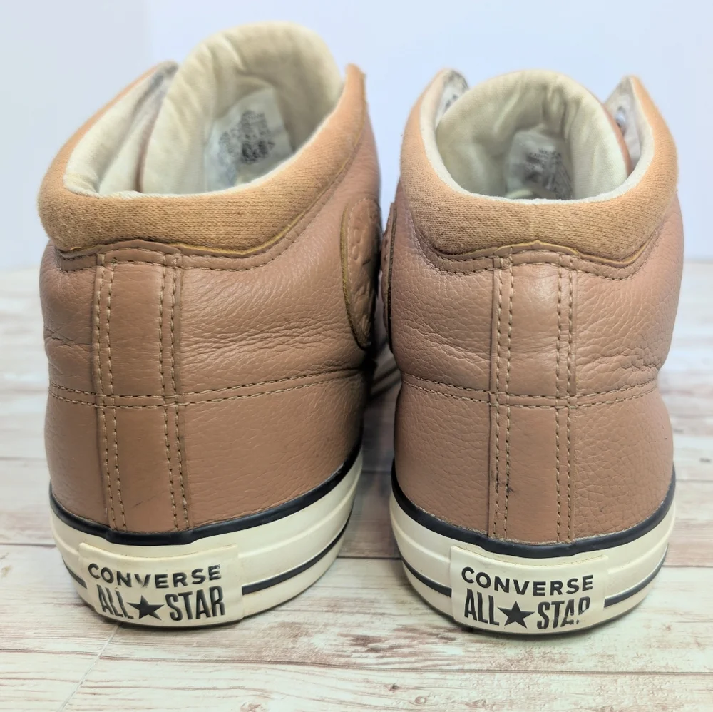 Converse All Star Mid High Top Brown Tan Real Leather Men's Size 12 - Picture 4 of 12